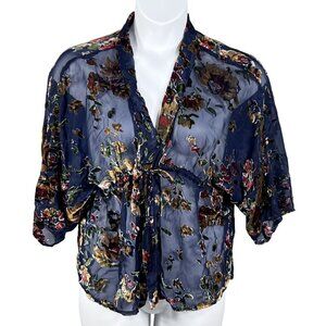 Velvet Burnout Floral Sheer Kimono Top Women S Artsy Boho Whimsigoth FairyGrunge